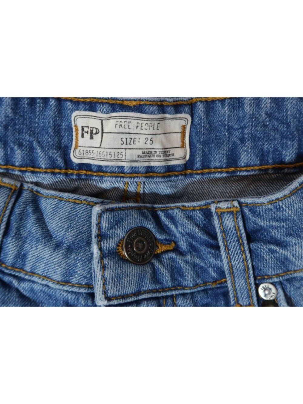 FREE PEOPLE Wild Rose Embroidered Distressed Studded Jean Mini Skirt Size 25 - Picture 5 of 6